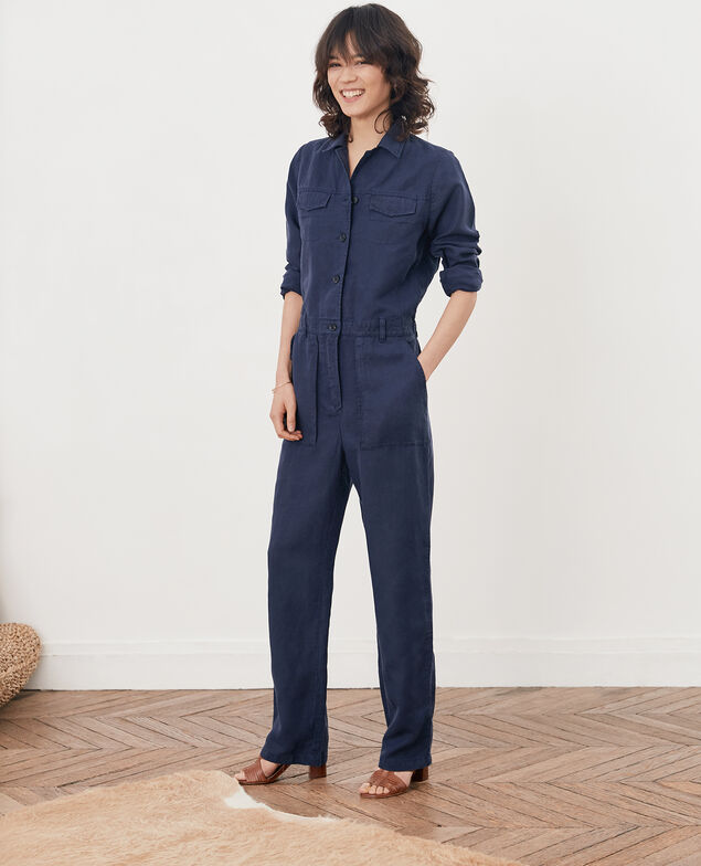 Mono estilo sahariana con lino Marine