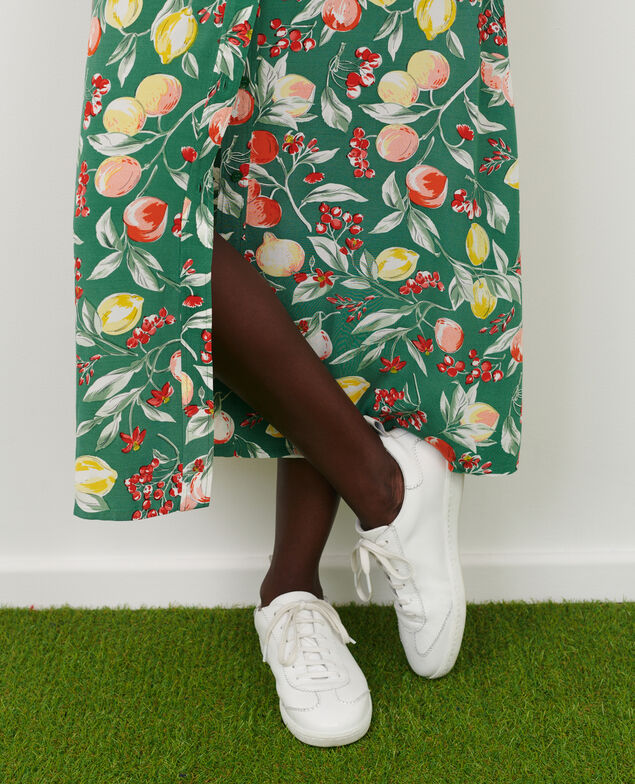 FRANCINE - Falda midi fluida 103 print green