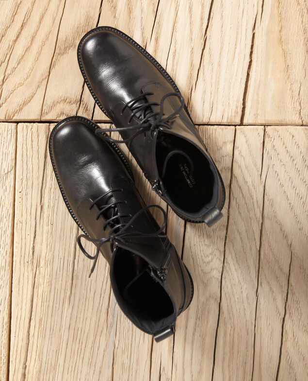 Botines de piel lisa Negro