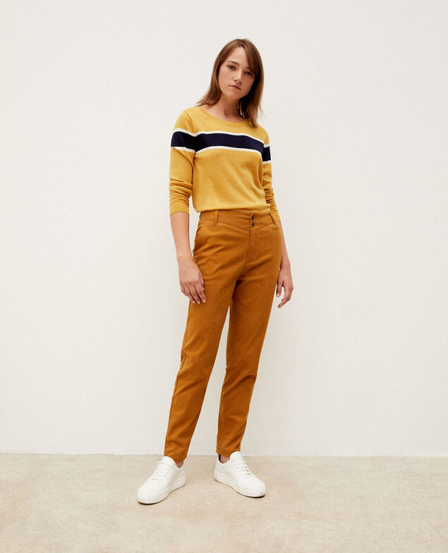 Cárdigan de lana merino Golden spice/peacoat/off white