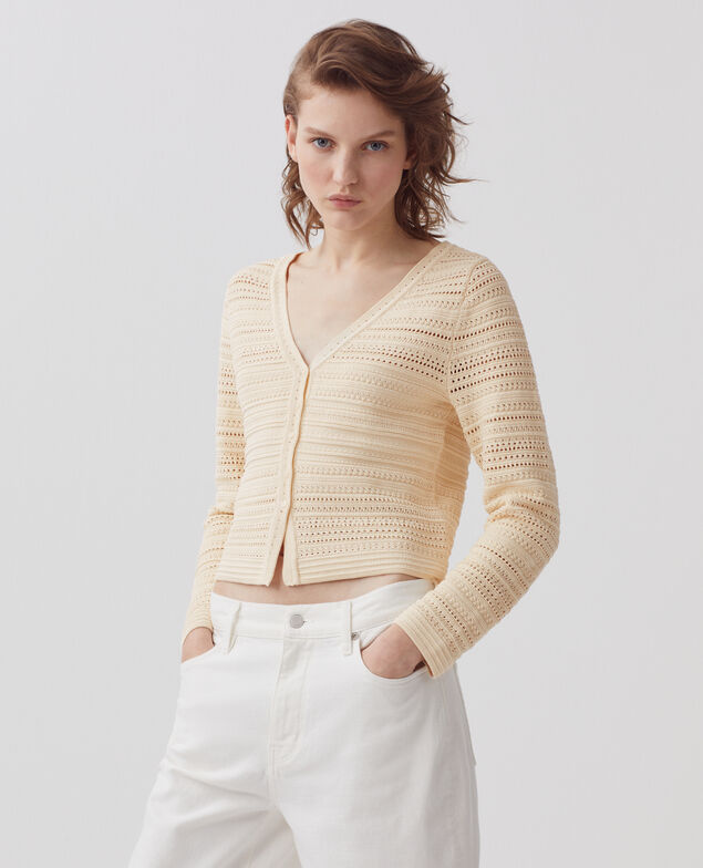 Cárdigan de crochet de algodón H304 albore