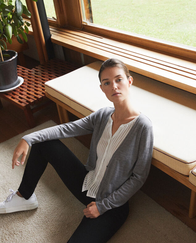 Cárdigan-blusa efecto 2 en 1 Gris