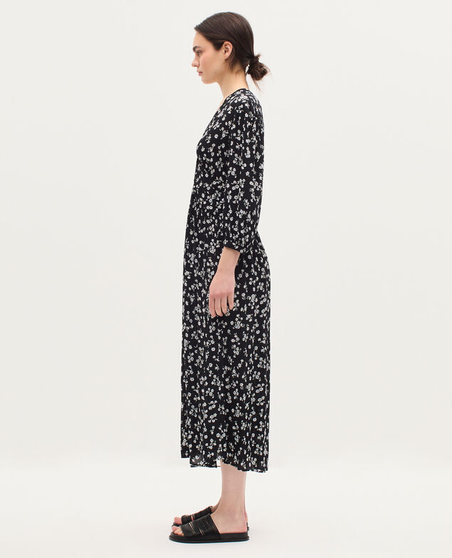 Vestido largo fluido K094 daisy black