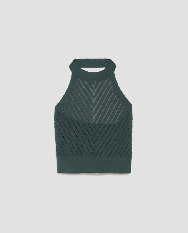 Top espalda descubierta de punto con textura J590 spruce green