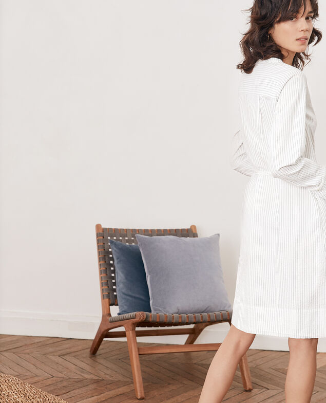 Vestido de rayas con escote cruzado Off white/navy stripes