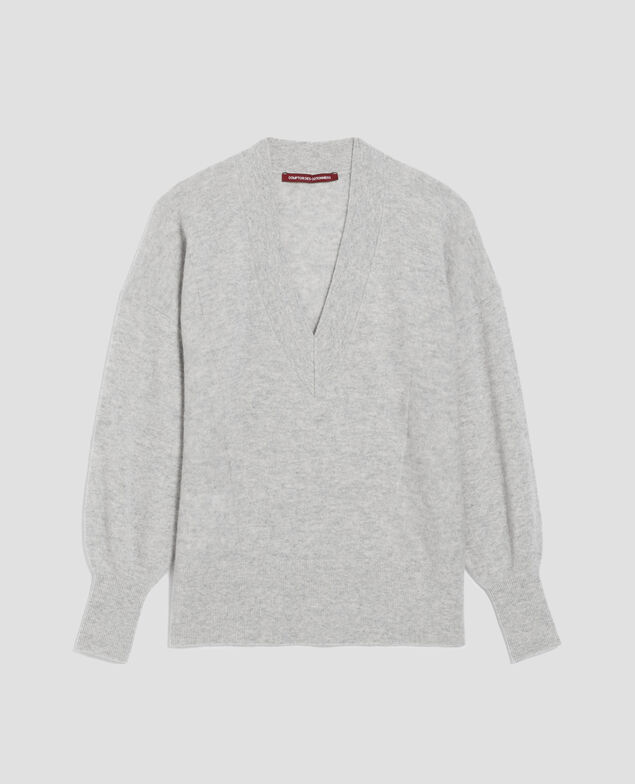 Jersey con cuello de pico de cachemir I020 ashen gray