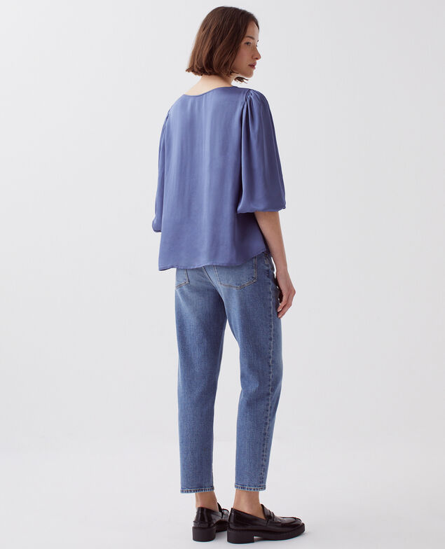 Blusa fluida de manga 3/4 I640 gray blue