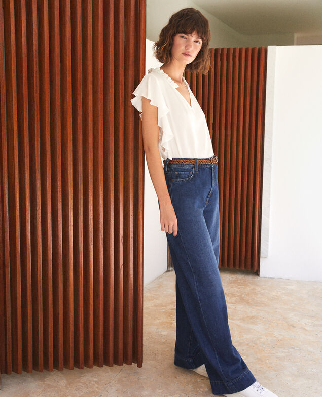 Blusa con volantes Blanco