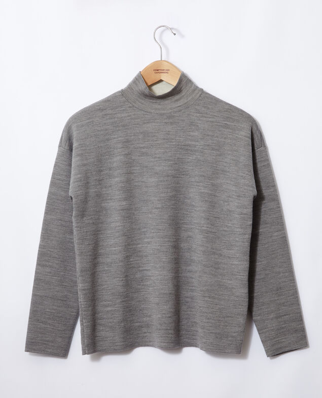 Jersey de doble cara de lana merino Light heather grey/off white