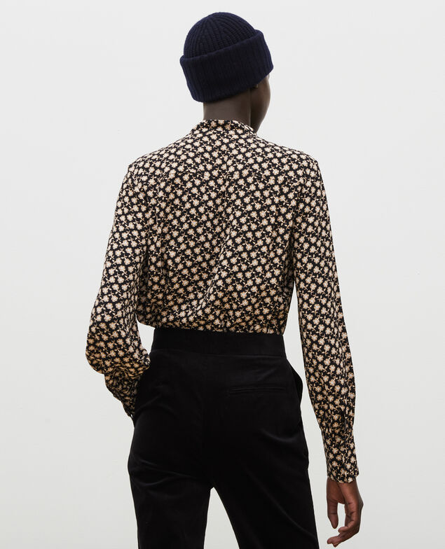  Blusa con manga larga y estampado floral Print fleurettes black latte