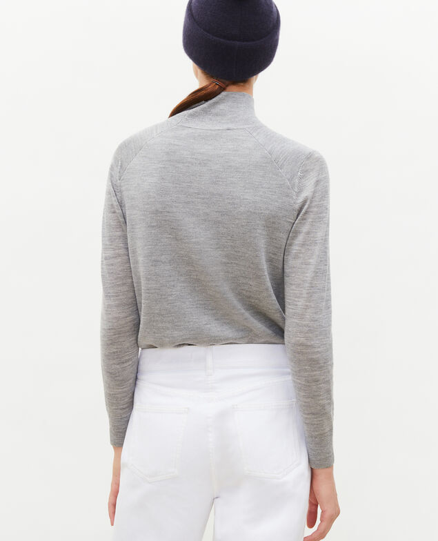 Jersey de lana merino con cuello subido Light grey melange