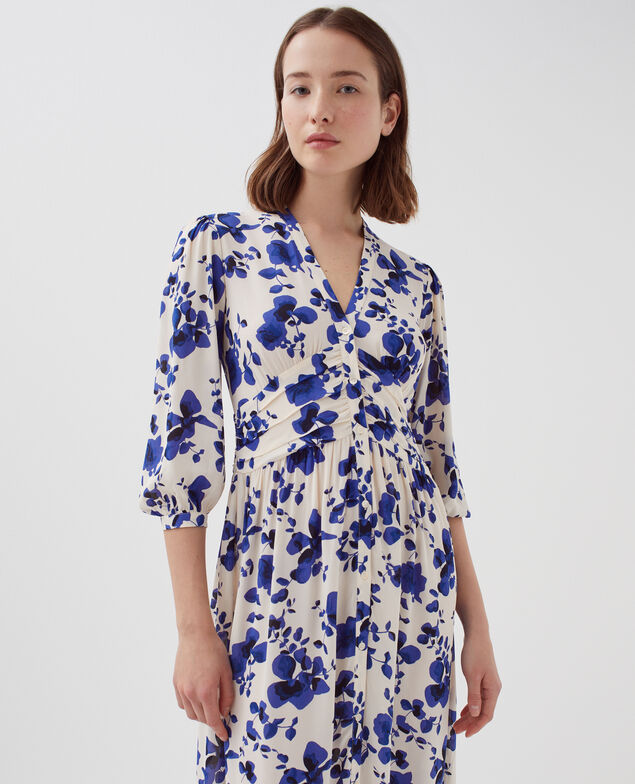 Vestido largo fluido I302 floral white