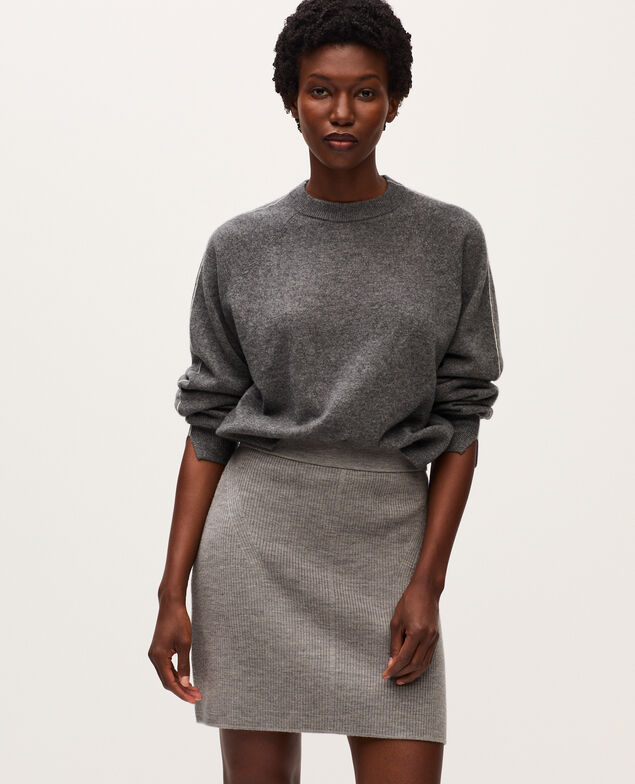 Falda corta de lana merino K030 mel light gray