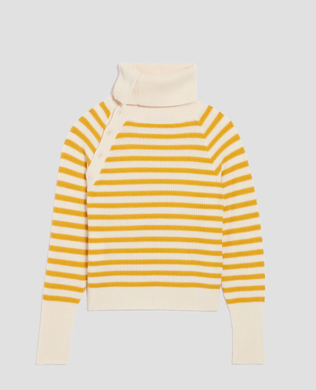 Jersey marinero de cuello con botones de lana merino I471 st ecru yellow