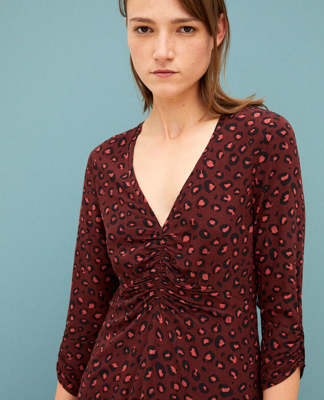 Vestido con escote de pico Marrón