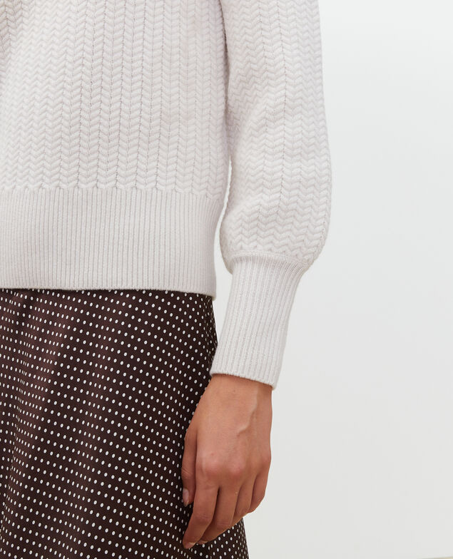 Jersey de lana con cuello redondo, trenzas y espigas Jet stream