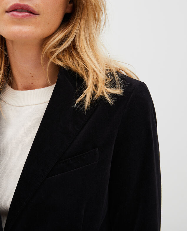 Blazer de  terciopelo con dos botones Black beauty