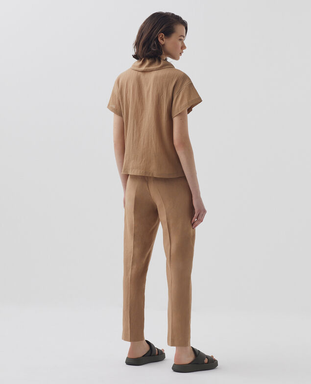 Blusa con volantes de algodón plisado H330 tiger's eye