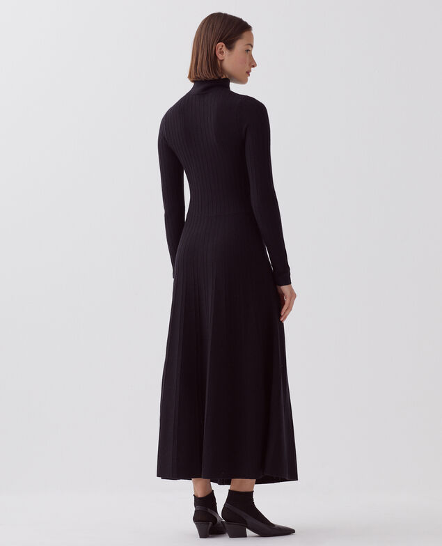 Abrigo largo de lana merino H091 black beauty