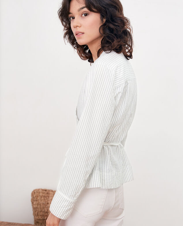 Camisa cruzada cache-coeur Off white/navy stripes