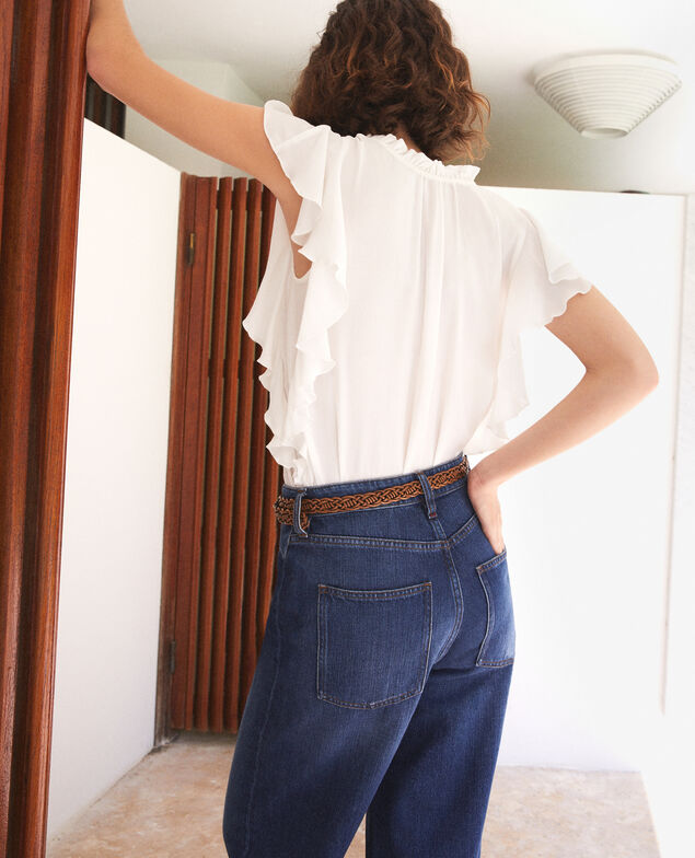Blusa con volantes Blanco