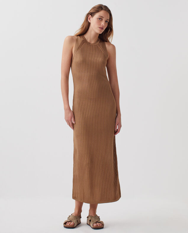 Vestido largo de canalé H330 tiger's eye