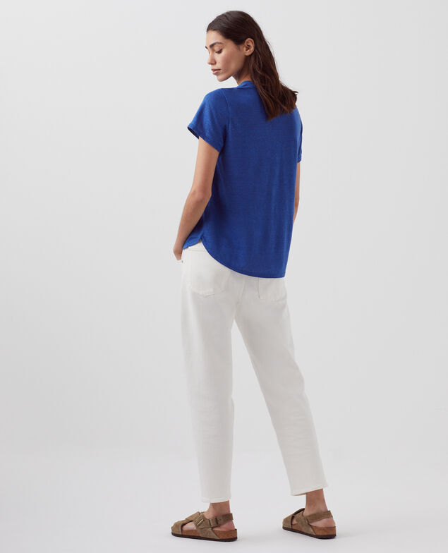 AMANDINE - Camiseta con cuello redondo de lino H660 sodalite blue