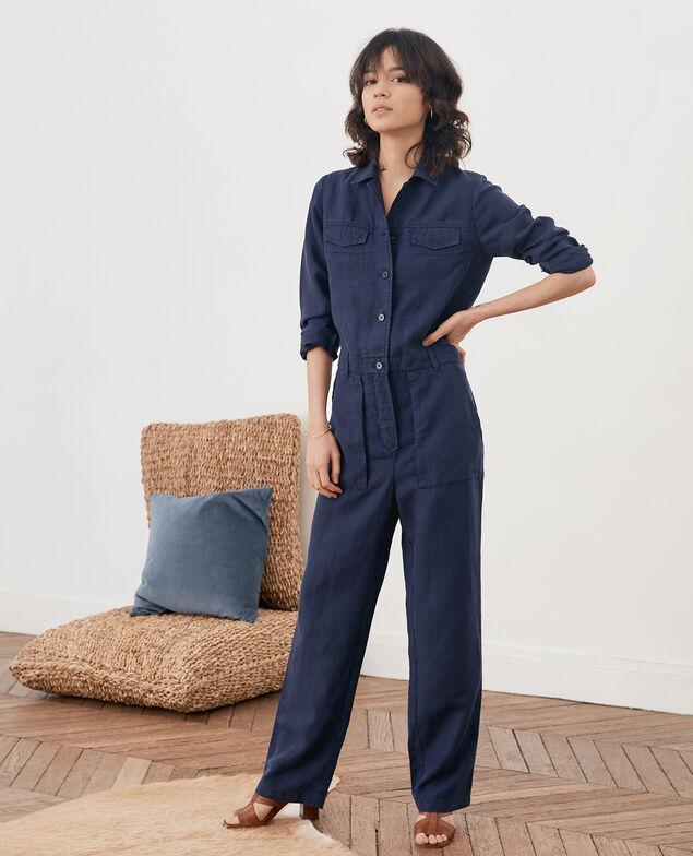 Mono estilo sahariana con lino Marine