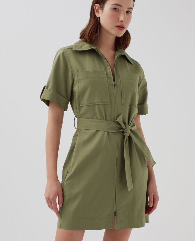 Vestido cargo con cremallera I560 covert green