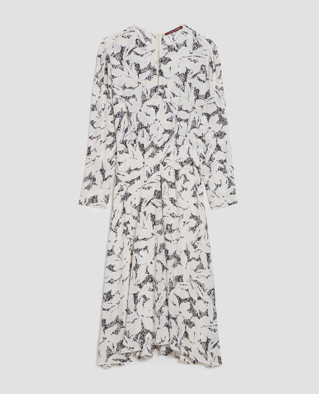 Vestido largo fluido J301 flower camo ecru