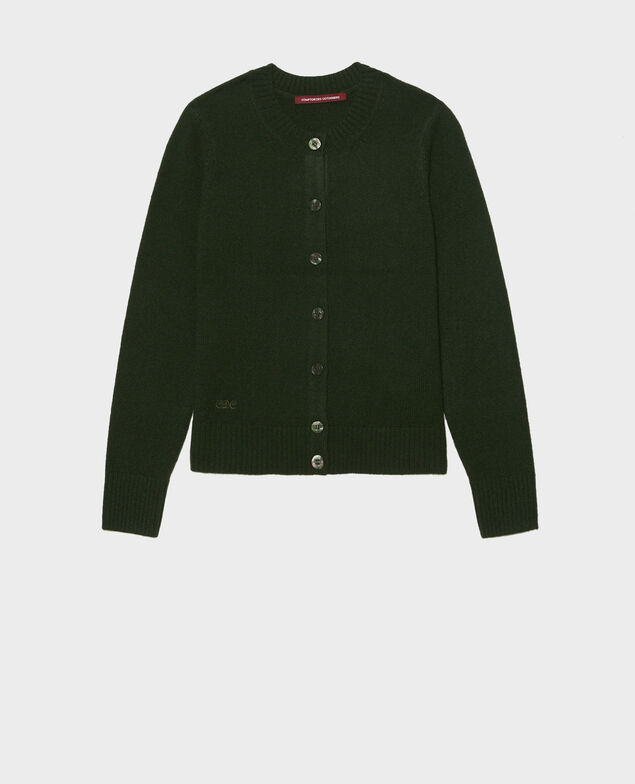  Cárdigan de cachemir con cuello redondo Military green