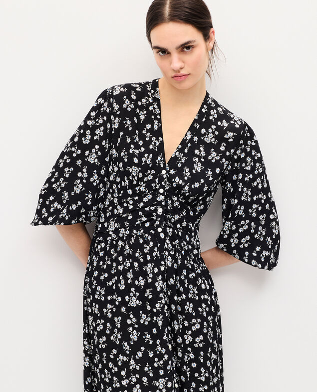 Vestido largo fluido K094 daisy black