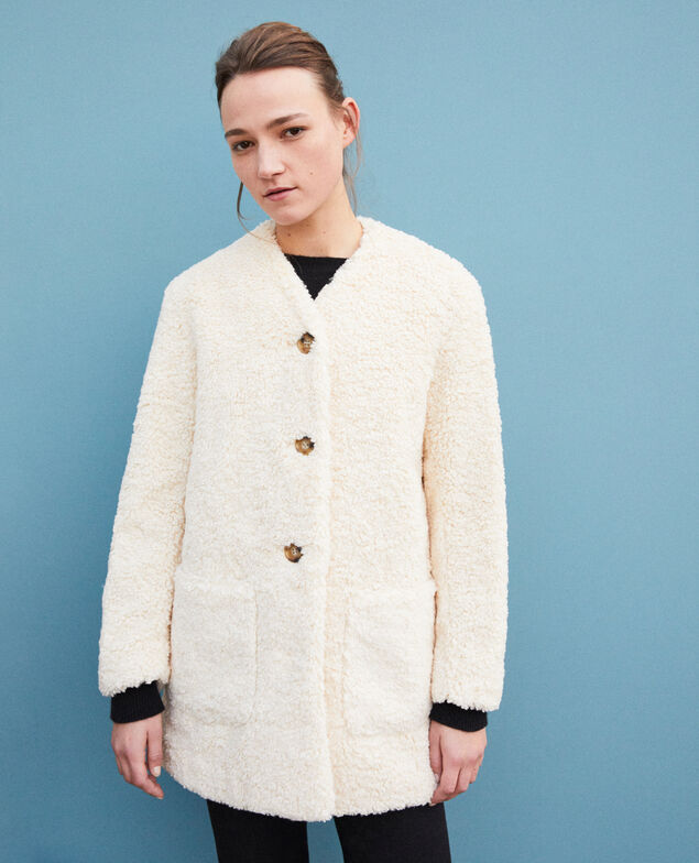 Abrigo piel sintética Off white