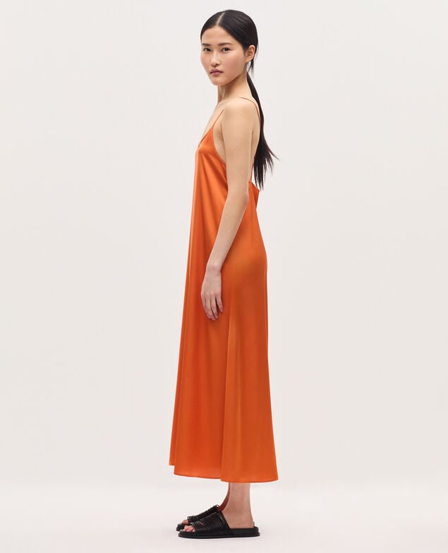 Vestido lencero satinado K240 apricot orange