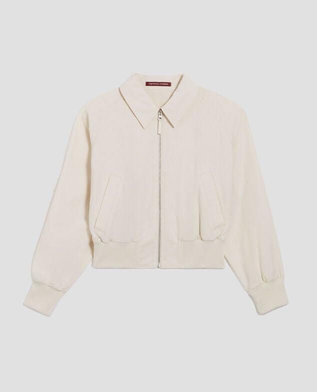 Cazadora corta con cremallera J314 beige