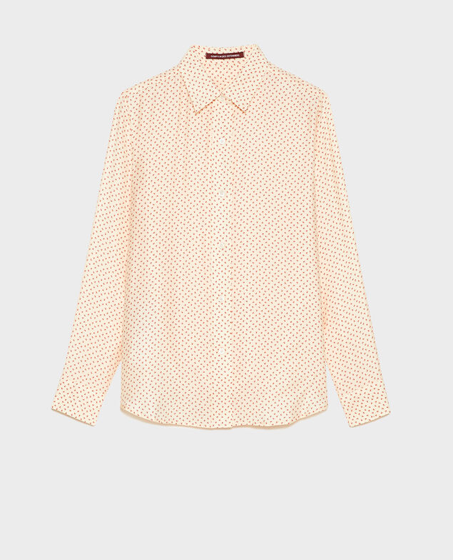 Camisa de lunares de seda Memphis buttercream