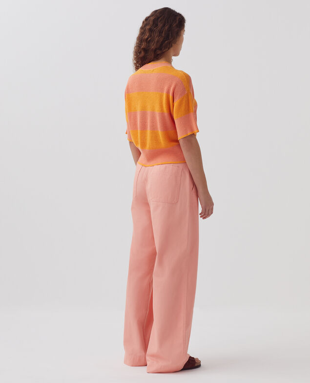 Jersey cropped de manga corta y lino H230 large sheen