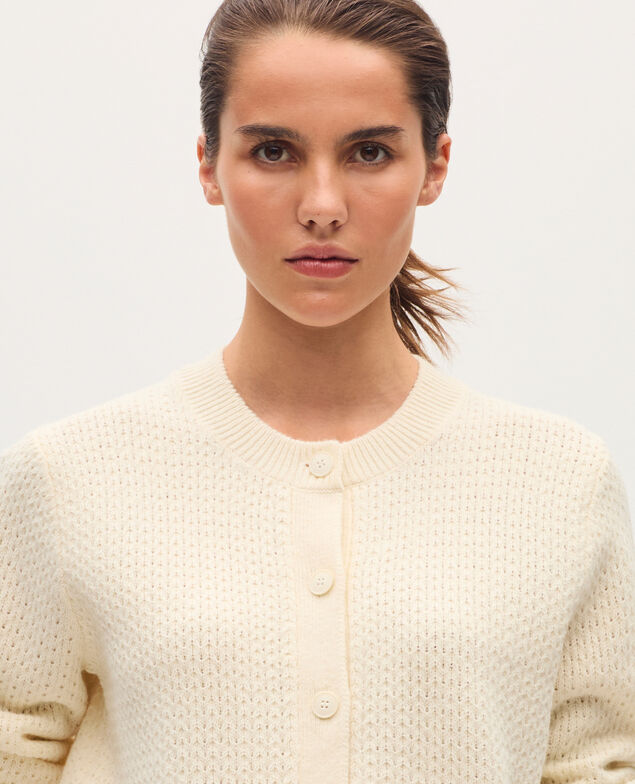 Cárdigan de cuello redondo  U010 off white
