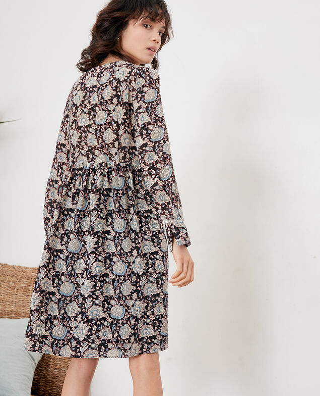 Vestido de seda estampada Darjeeling black