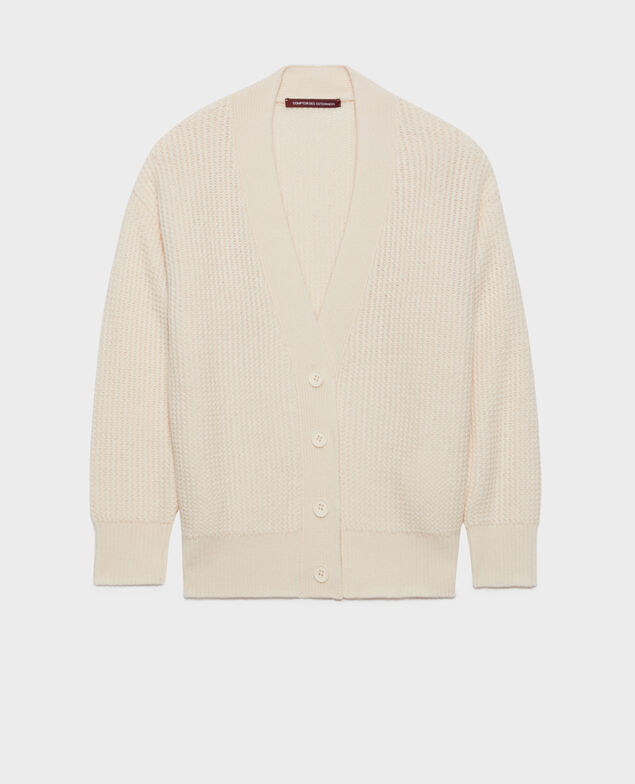 Cárdigan de lana virgen 8801 01 offwhite