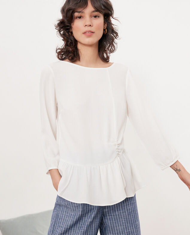 Blusa con volante Blanco