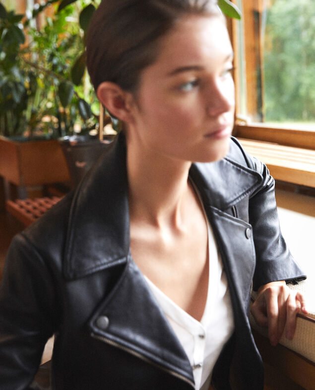 Chaqueta atemporal de cuero  Negro