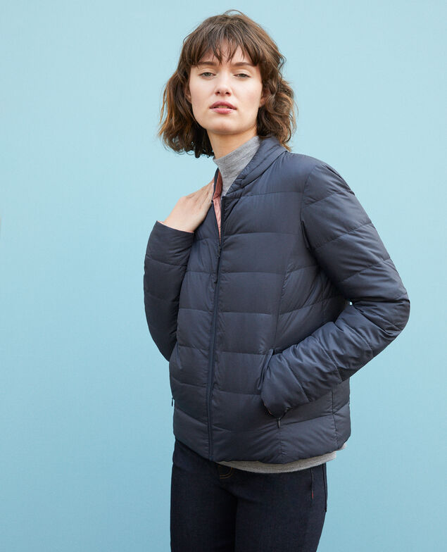 Plumas reversible con capucha plegable Navy/rose clay