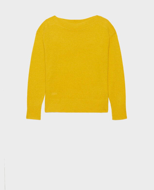 Jersey de cachemir con cuello de barco Lemon curry