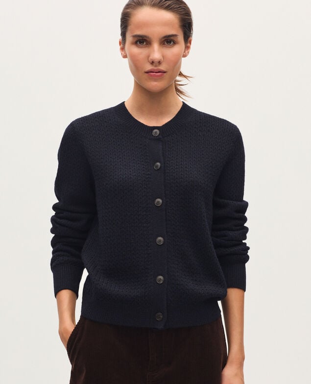 Cárdigan de cuello redondo  U690 navy
