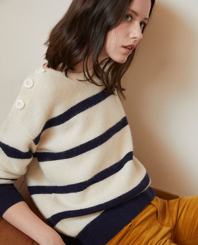 Jersey de cuello barco Off white/peacoat