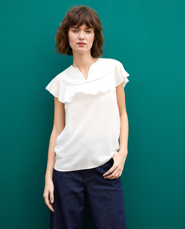 Blusa con volante Blanco