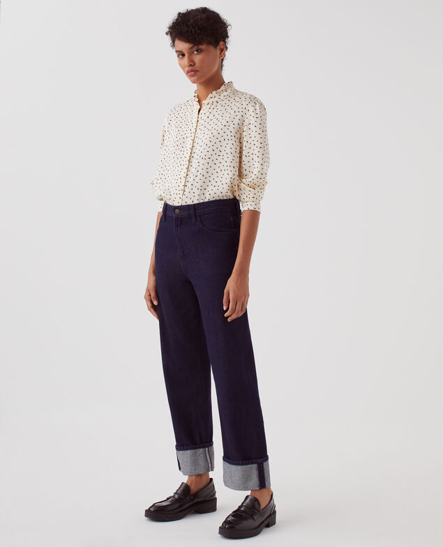 Camisa fluida con volantes I018 print birdy