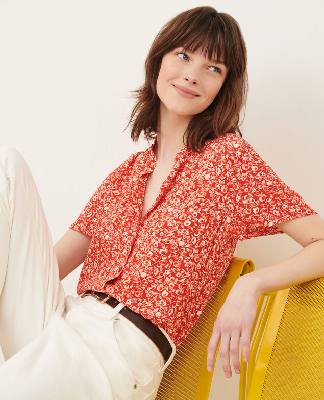 Blusa fluida de manga corta 101 print red