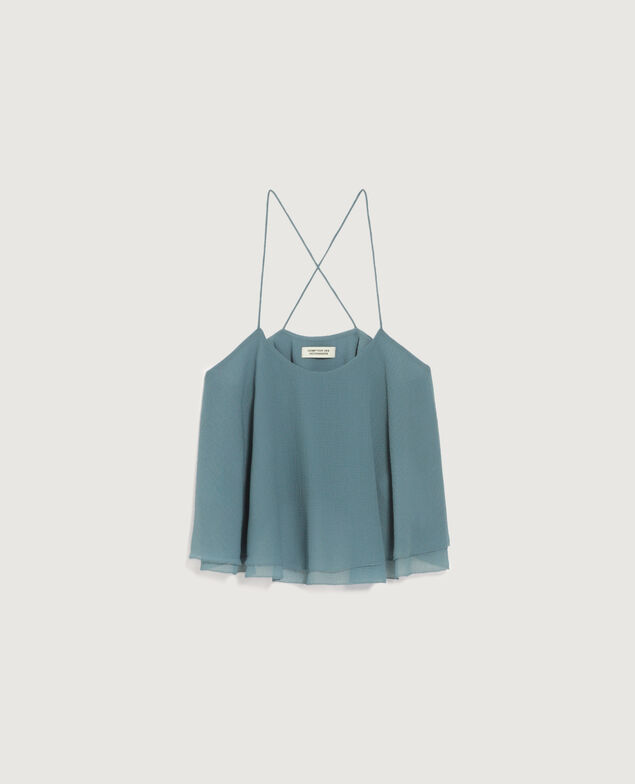 Top de muselina con tirantes cruzados K631 blue lake
